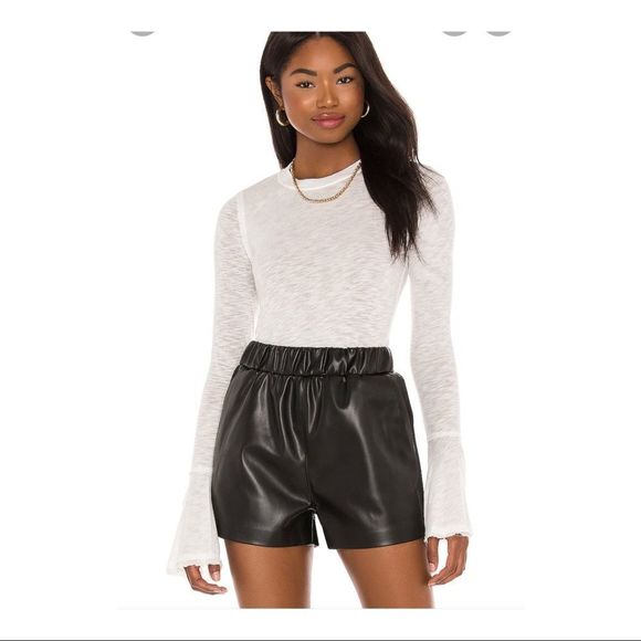 Free People Cecilia Tee Evening Cream XS NWT Bell Sleeves Sheer Fitted Crew - Picture 6 of 15